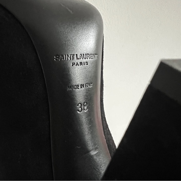 Saint Laurent black suede cut out cage Joplin 105 knee high boots - Picture 8 of 16